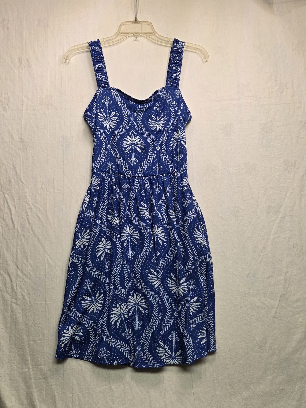 Sundress Blue Floral Midi with Wide Straps. Size M. #0213